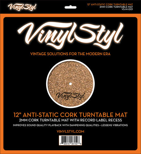 Anti Static Cork Turntable Mat Vinyl Styl® 12 Inch - Less Vibration - No Slip